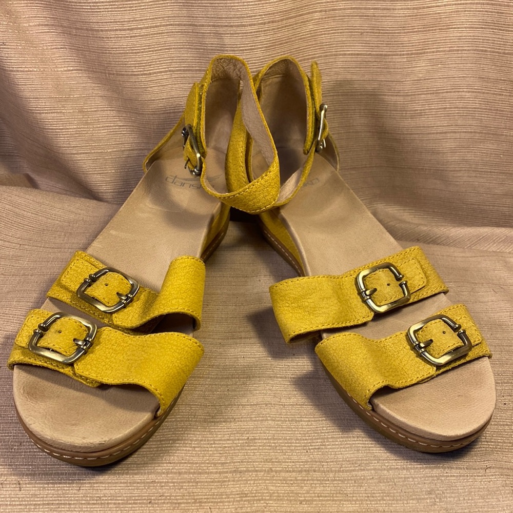 Dansko leather sandals hardly worn slight wedge 2